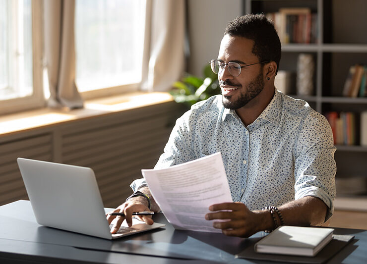 A man researches how to get into a sober living house.